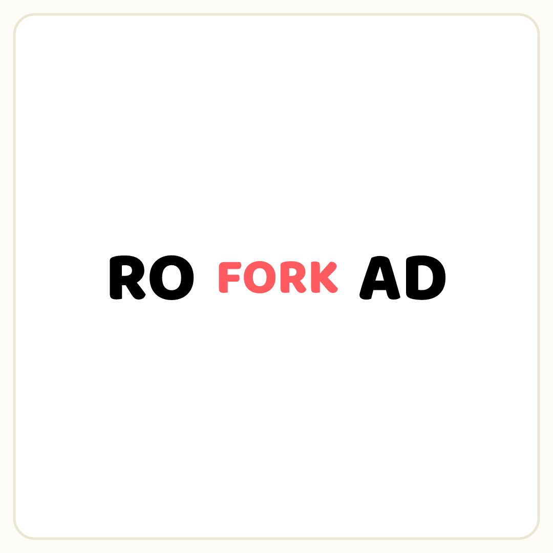 Rebus puzzle: the word &quot;FORK&quot; printed small placed inside the word &quot;ROAD&quot; (splitting it after letter 2)