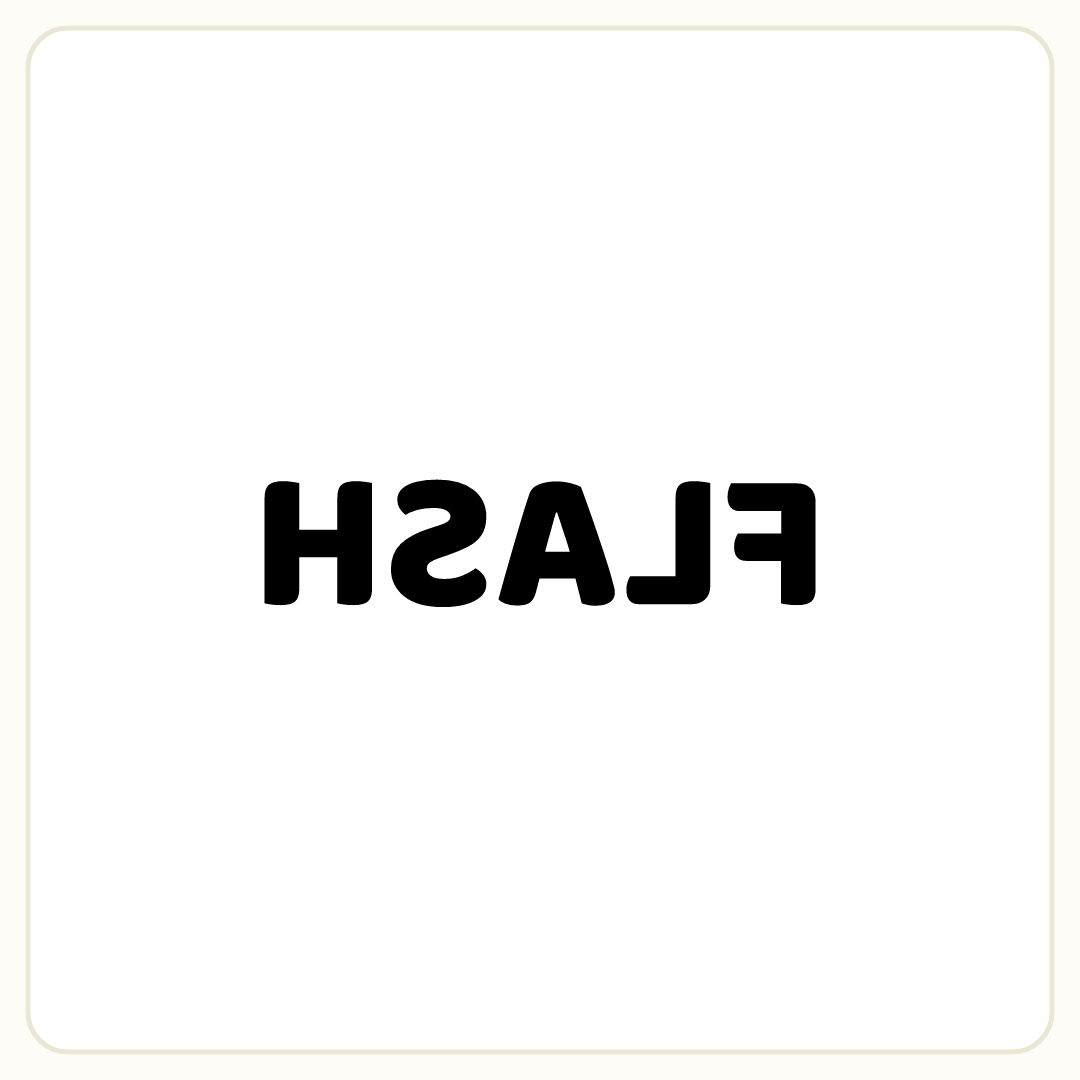 Rebus puzzle: the word &quot;FLASH&quot; mirrored (written backwards)