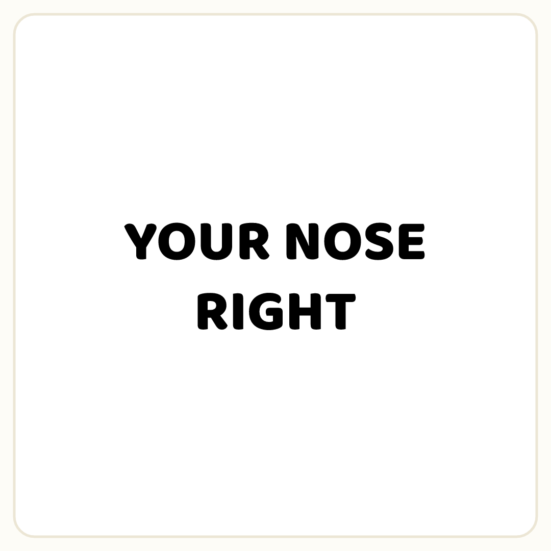 Rebus puzzle: the word &quot;YOUR NOSE&quot;, printed directly above the word &quot;RIGHT&quot;
