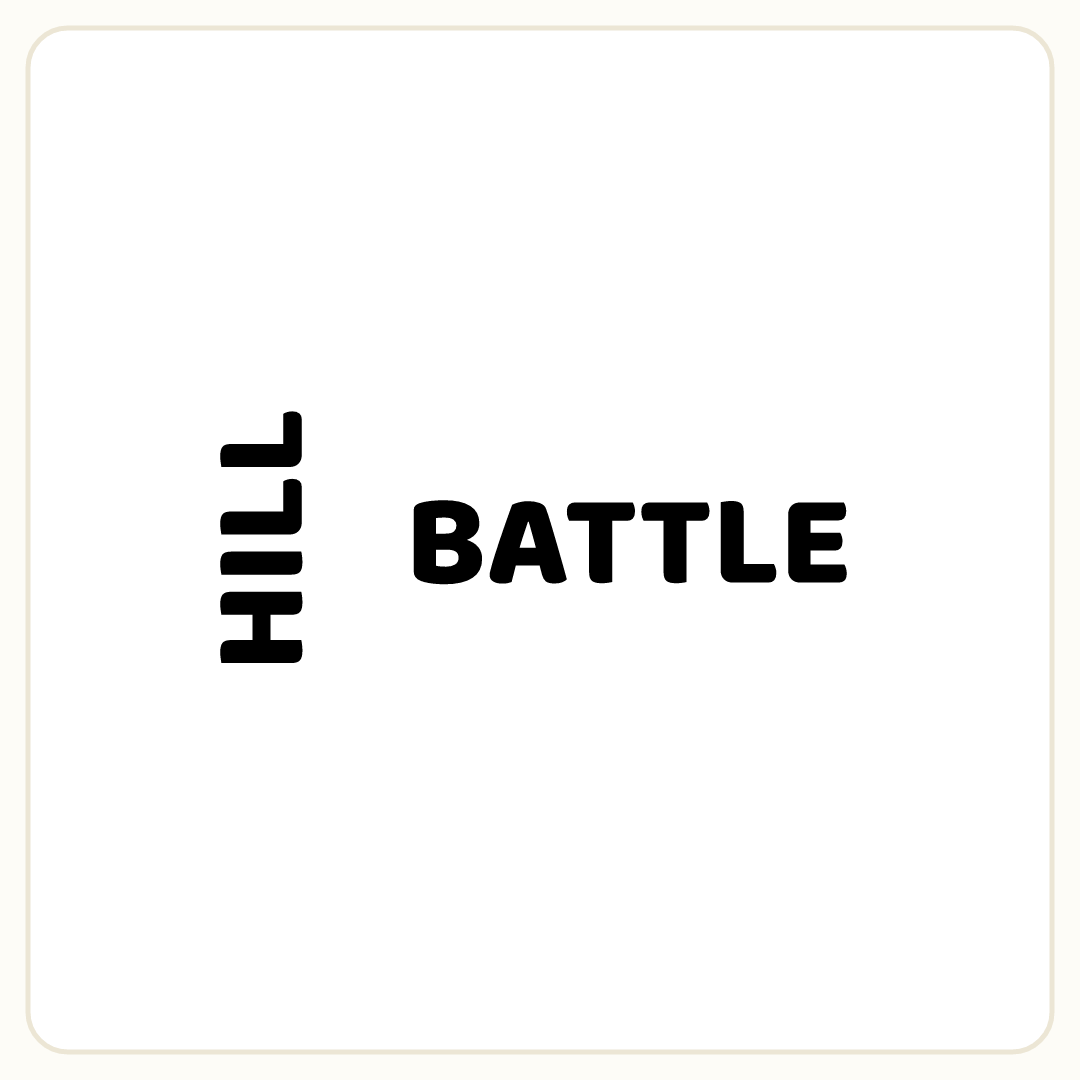Rebus puzzle: the word &quot;HILL&quot; rotated so it reads upward, then the word &quot;BATTLE&quot;