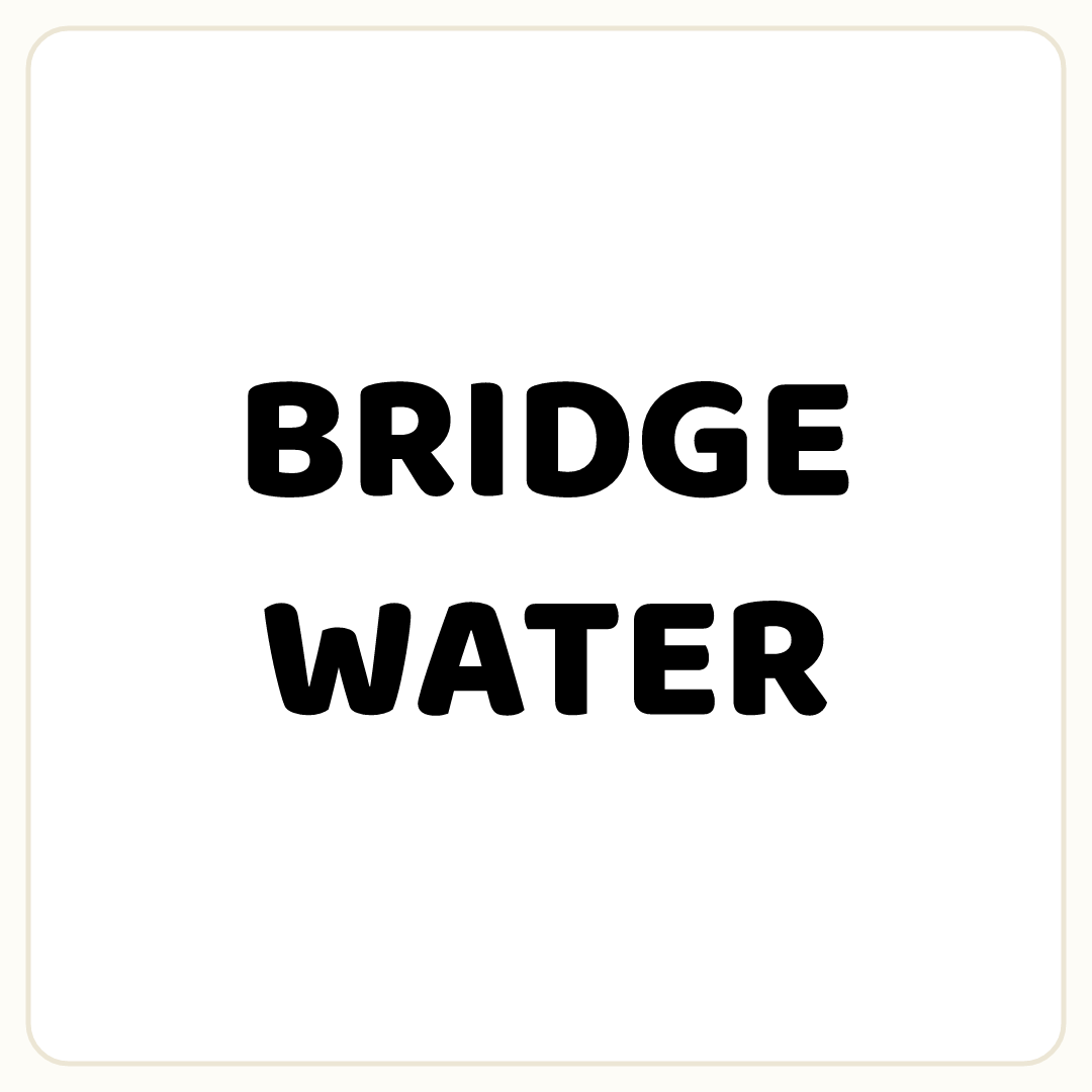 Rebus puzzle: the word &quot;BRIDGE&quot;, printed directly above the word &quot;WATER&quot;