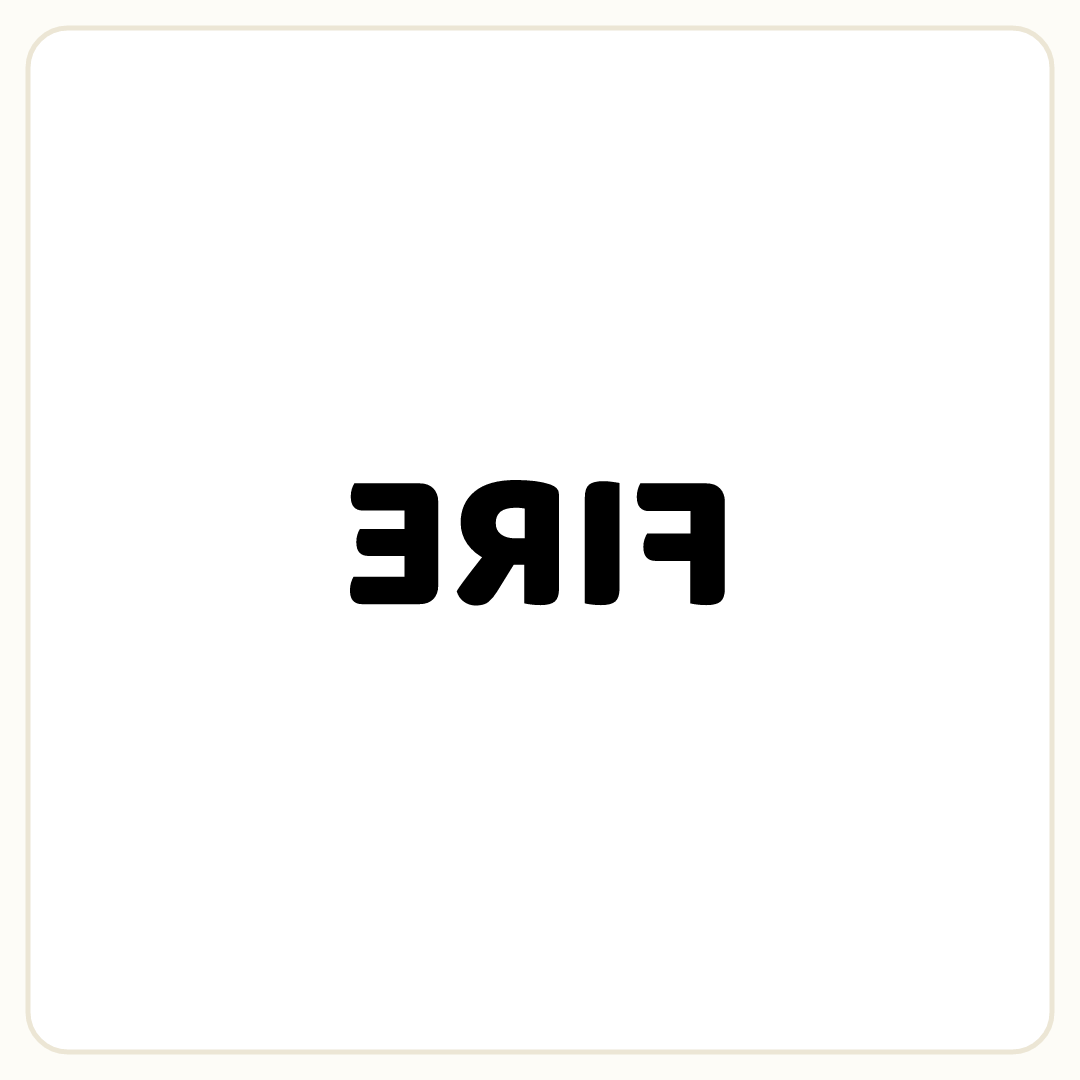 Rebus puzzle: the word &quot;FIRE&quot; mirrored (written backwards)