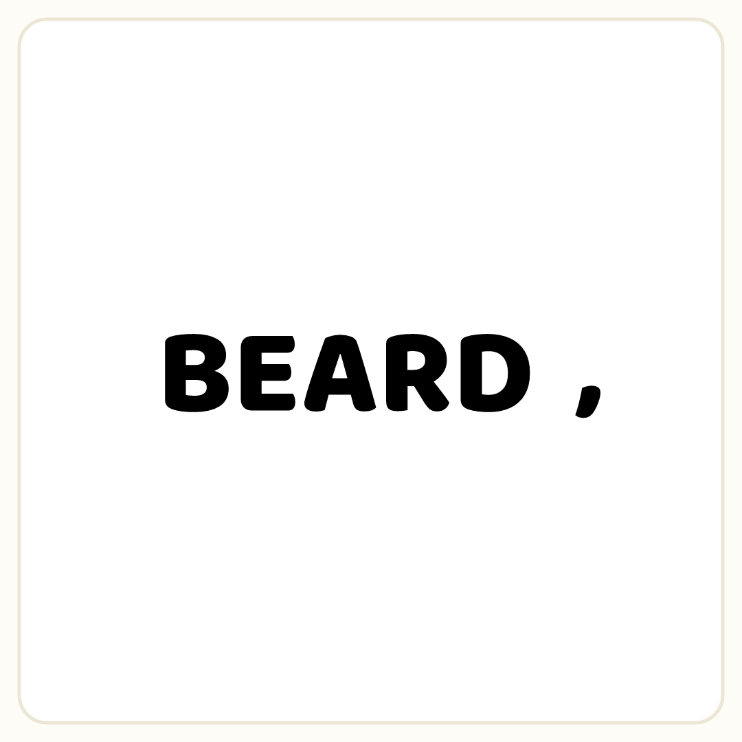 Rebus puzzle: the word &quot;BEARD&quot;, then the symbol &quot;,&quot;
