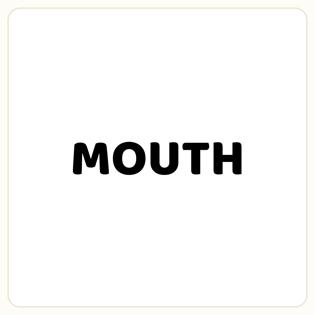 Rebus puzzle: the word &quot;MOUTH&quot; printed very large