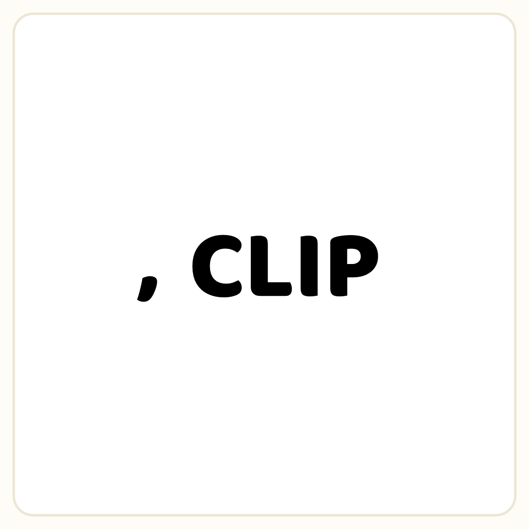 Rebus puzzle: the symbol &quot;,&quot;, then the word &quot;CLIP&quot;