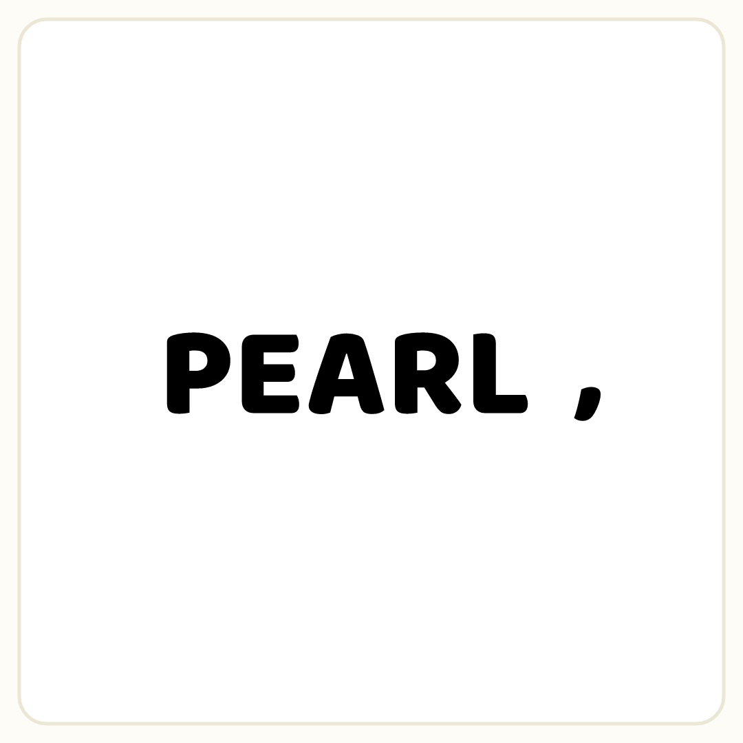 Rebus puzzle: the word &quot;PEARL&quot;, then the symbol &quot;,&quot;