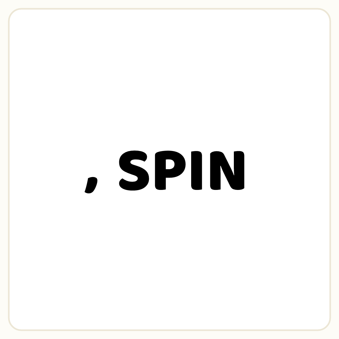 Rebus puzzle: the symbol &quot;,&quot;, then the word &quot;SPIN&quot;