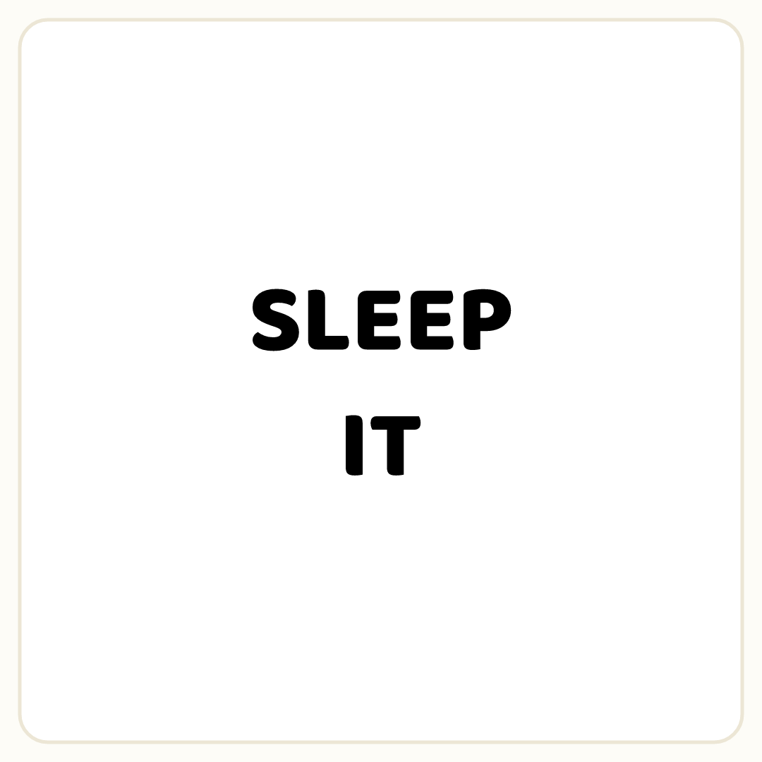 Rebus puzzle: the word &quot;SLEEP&quot;, printed directly above the word &quot;IT&quot;