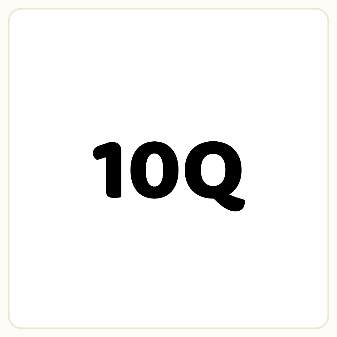 Rebus puzzle: the word &quot;10Q&quot; printed very large