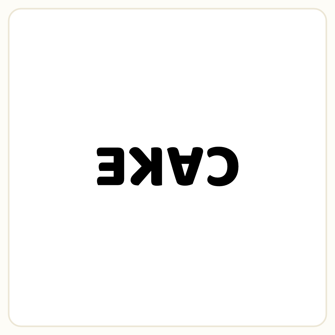 Rebus puzzle: the word &quot;CAKE&quot; printed upside down