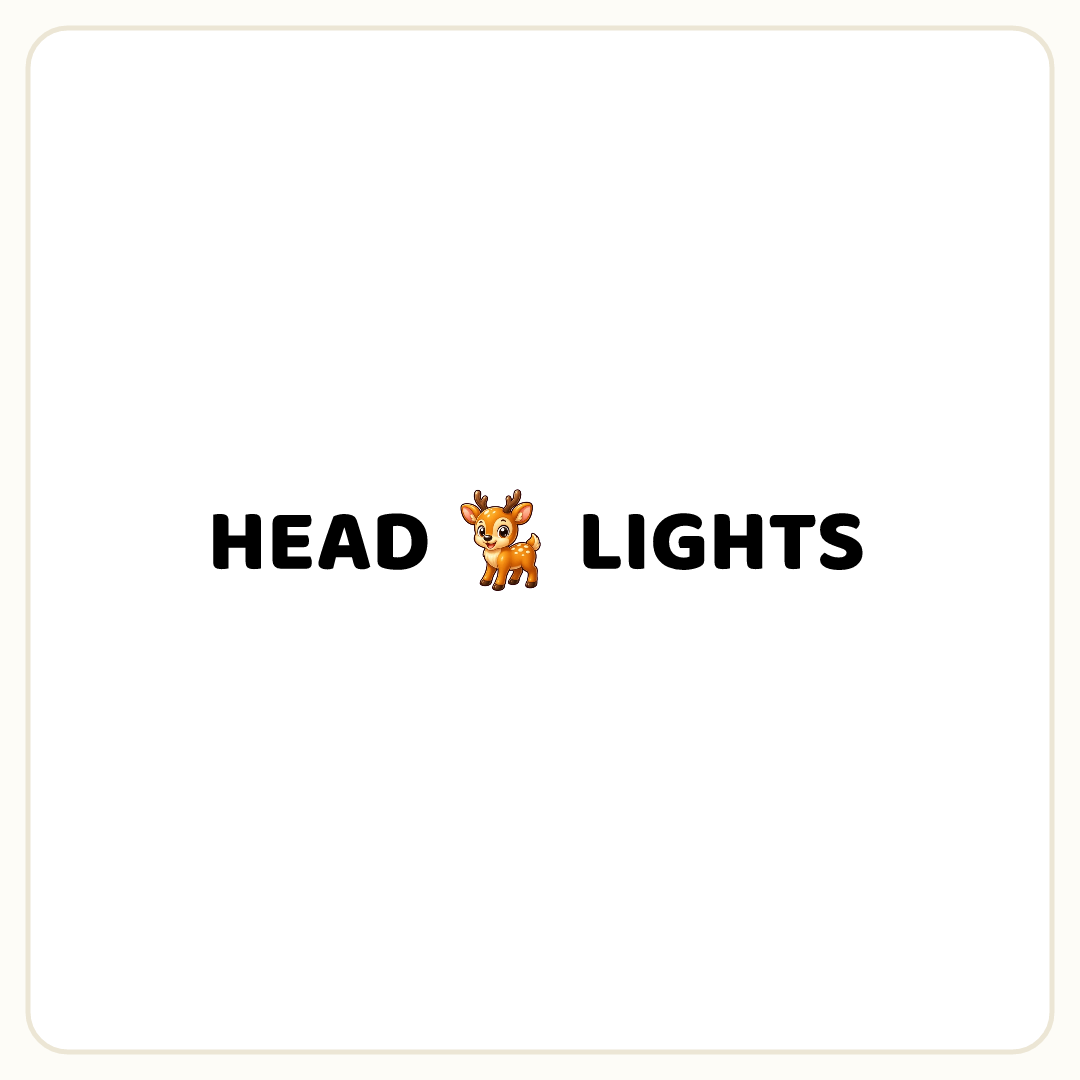 Rebus puzzle: a picture of a deer placed inside the word &quot;HEADLIGHTS&quot; (splitting it after letter 4)