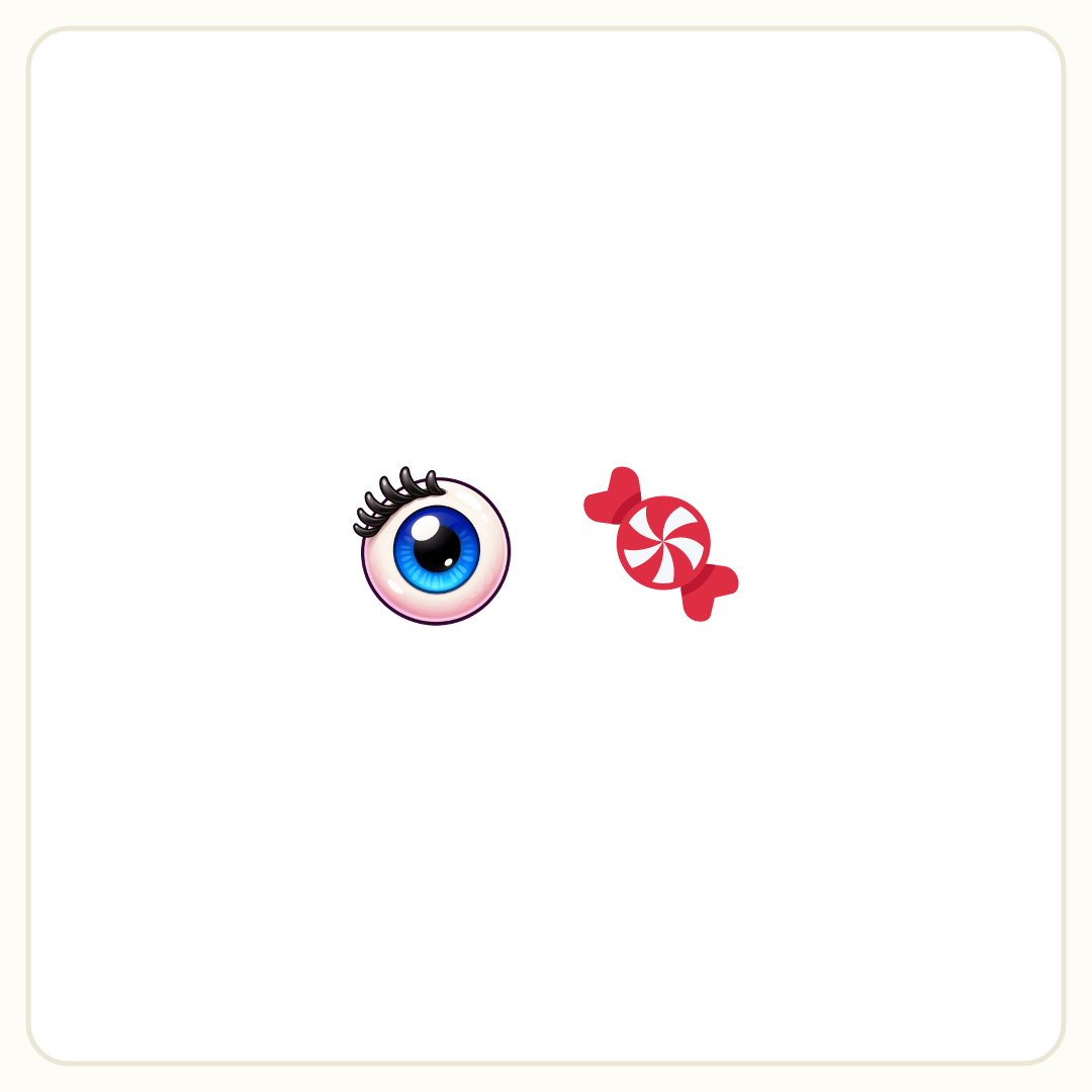 Rebus puzzle: a picture of an eye, then a picture of a candy