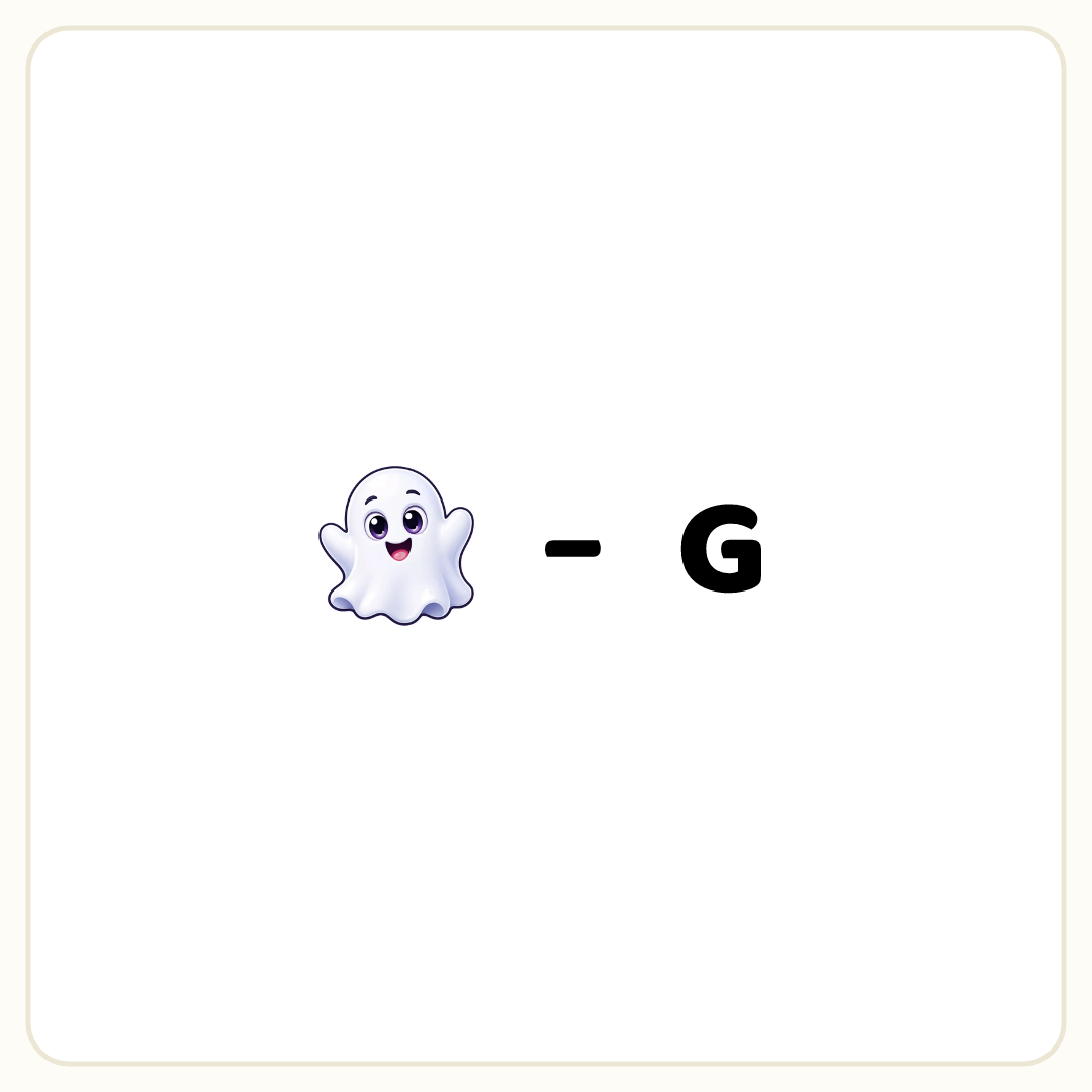 Rebus puzzle: a picture of a ghost, then the symbol &quot;−&quot;, then the word &quot;G&quot;