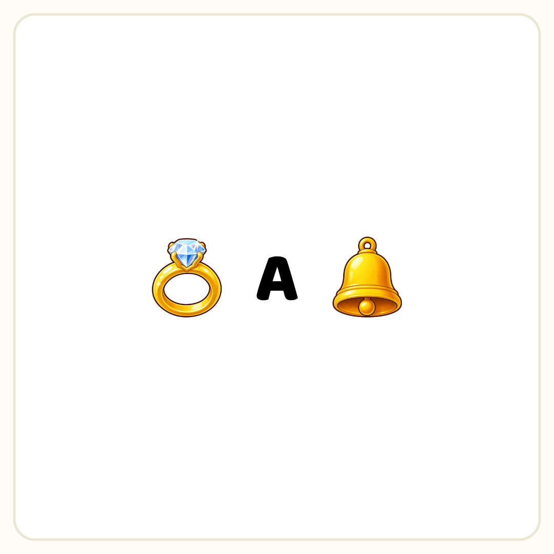 Rebus puzzle: a picture of a ring, then the word &quot;A&quot;, then a picture of a bell