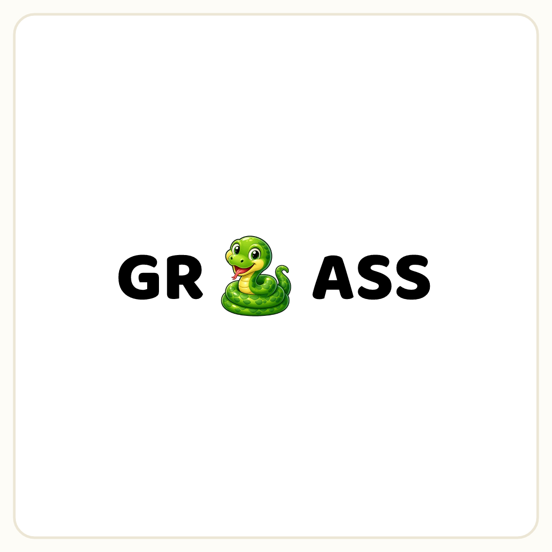 Rebus puzzle: a picture of a snake placed inside the word &quot;GRASS&quot; (splitting it after letter 2)