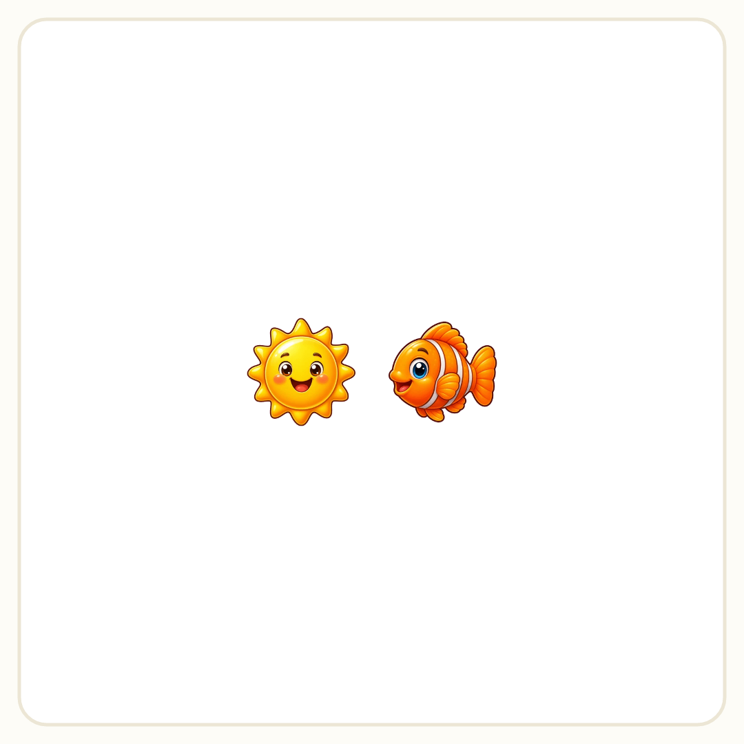 Rebus puzzle: a picture of a sun, then a picture of a fish