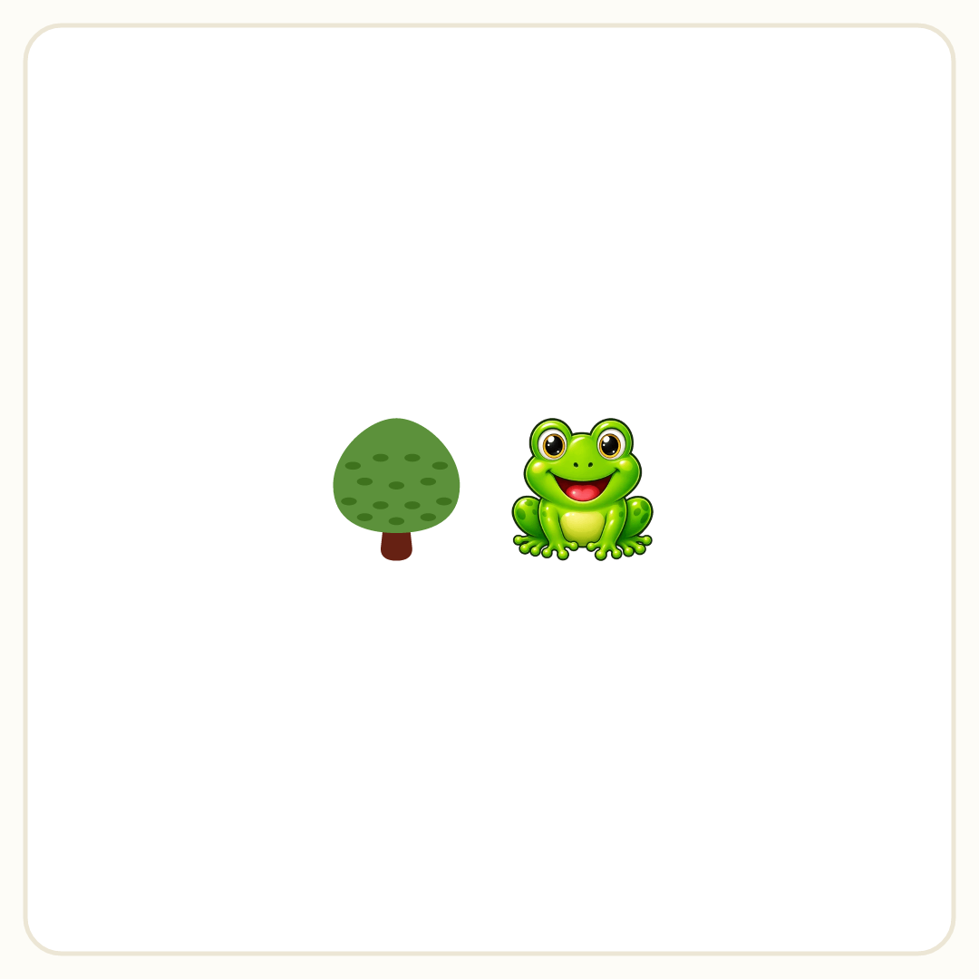 Rebus puzzle: a picture of a tree, then a picture of a frog