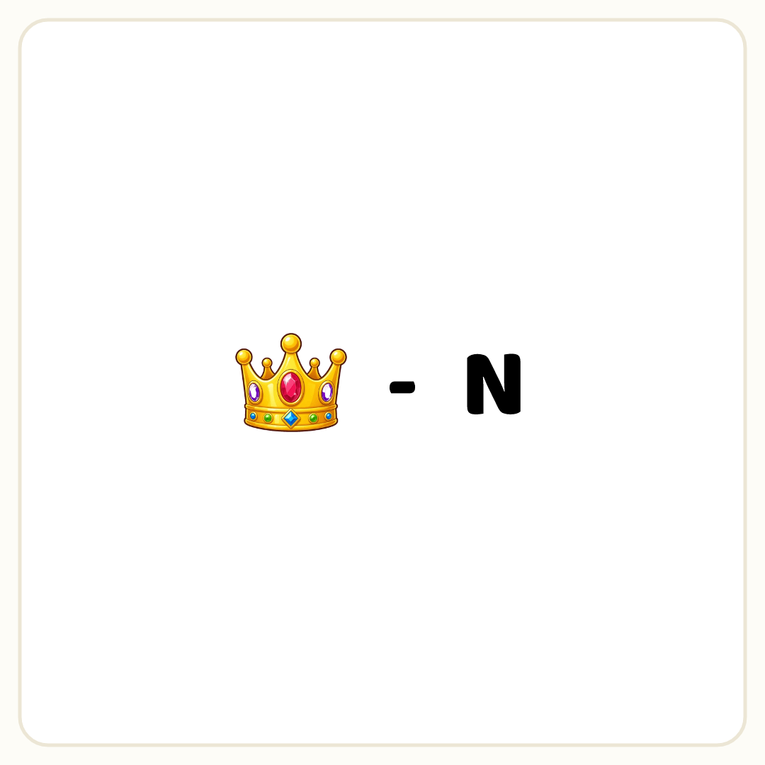 Rebus puzzle: a picture of a crown, then the symbol &quot;-&quot;, then the word &quot;N&quot;