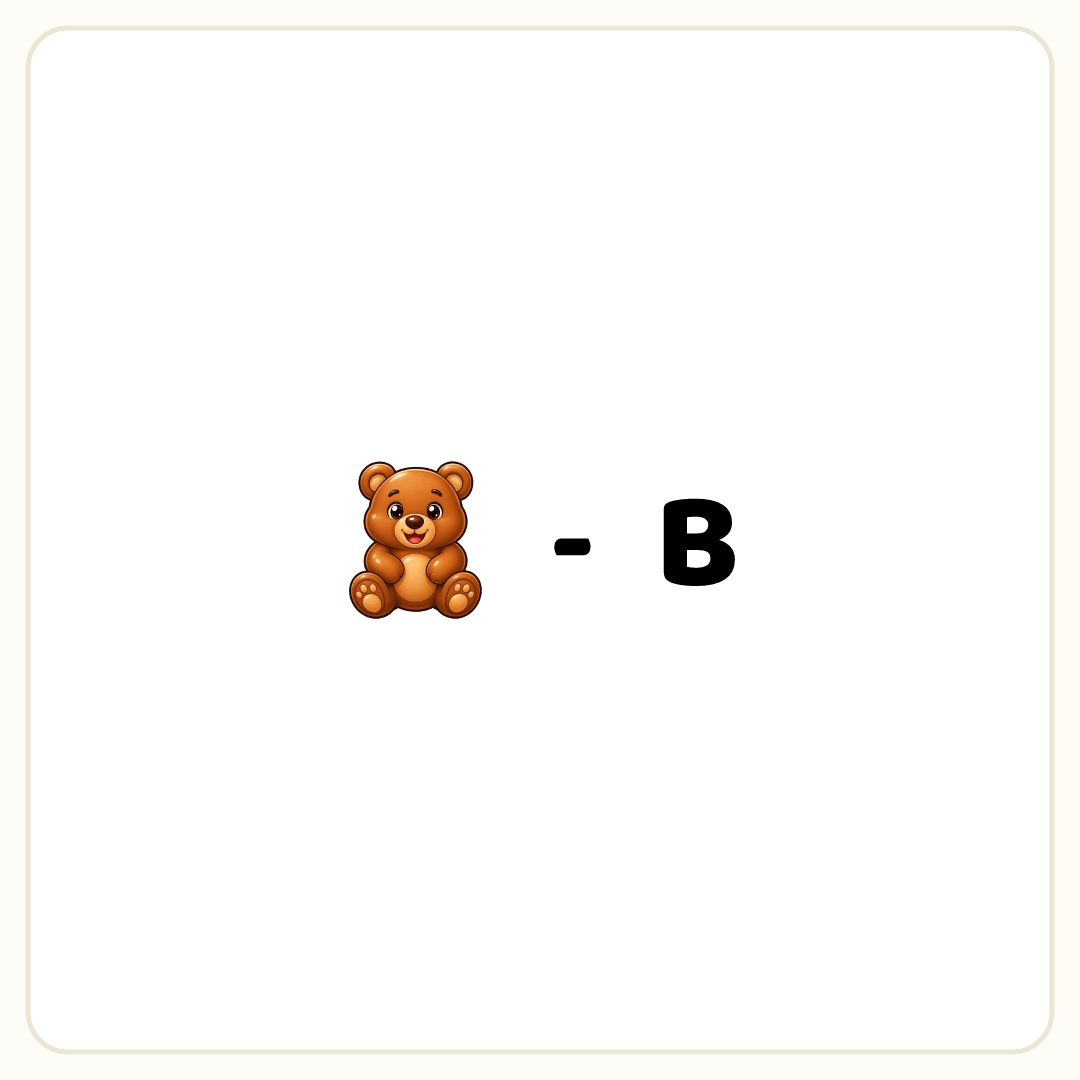 Rebus puzzle: a picture of a bear, then the symbol &quot;-&quot;, then the word &quot;B&quot;
