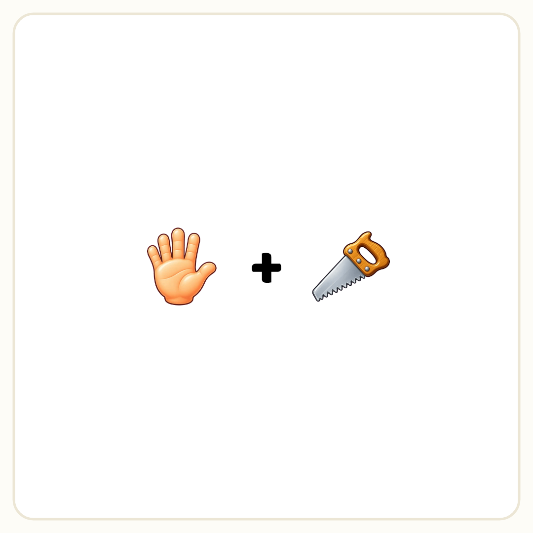 Rebus puzzle: a picture of a hand, then the symbol &quot;+&quot;, then a picture of a saw