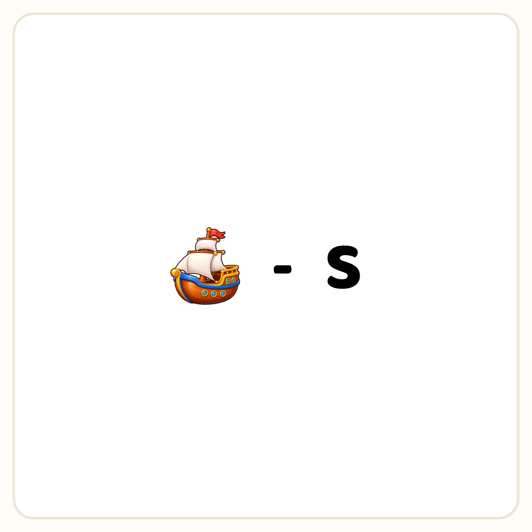Rebus puzzle: a picture of a ship, then the symbol &quot;-&quot;, then the word &quot;S&quot;