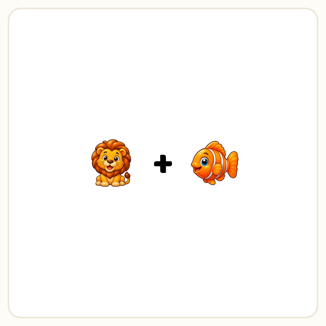 Rebus puzzle: a picture of a lion, then the symbol &quot;+&quot;, then a picture of a fish