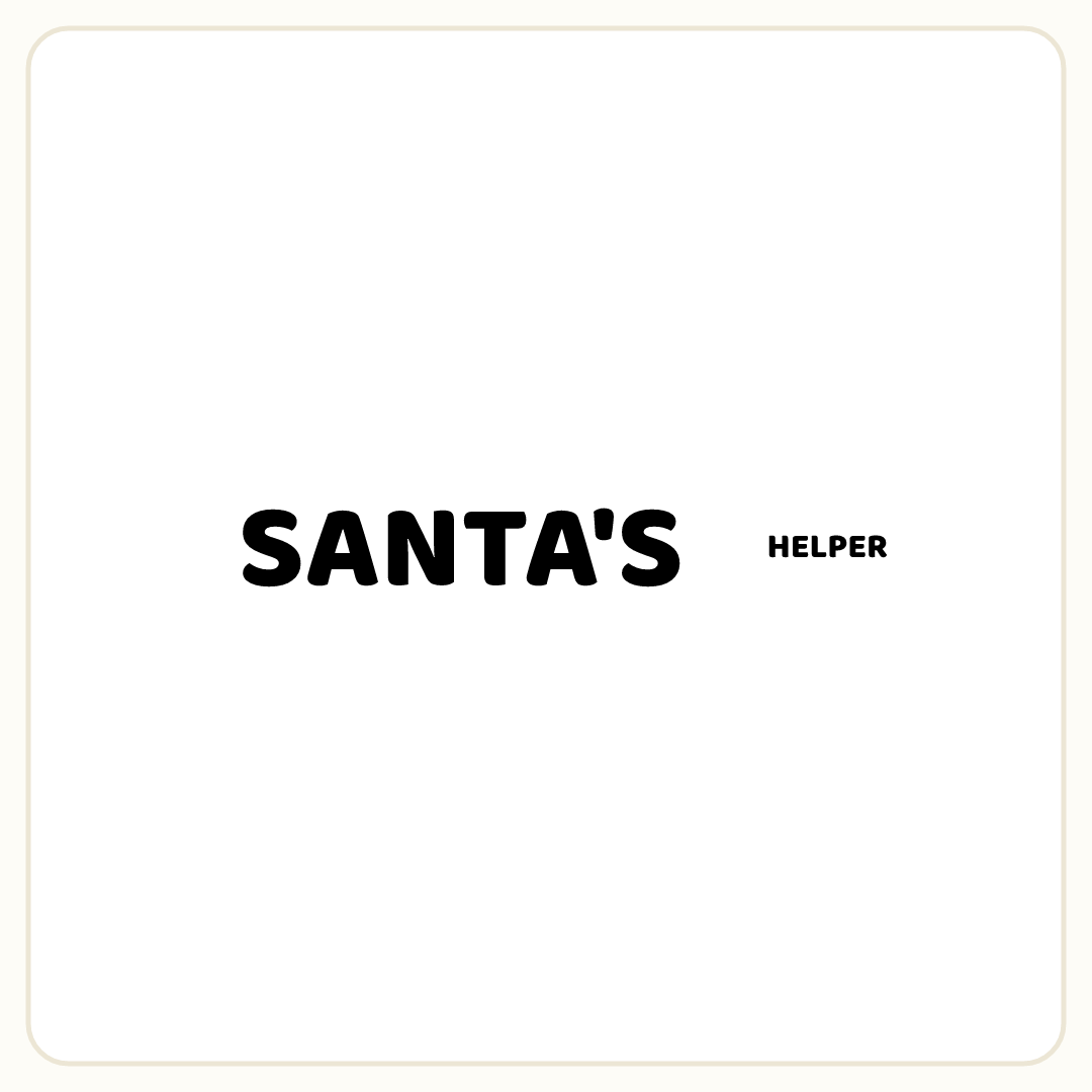 Rebus puzzle: the word &quot;SANTA'S&quot;, then the word &quot;HELPER&quot; printed small