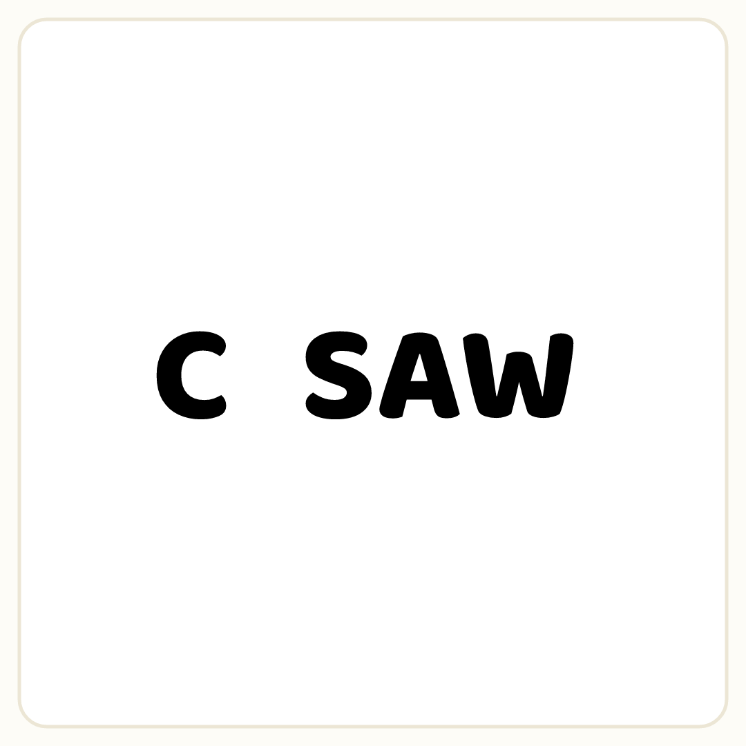 Rebus puzzle: the word &quot;C&quot;, then the word &quot;SAW&quot;