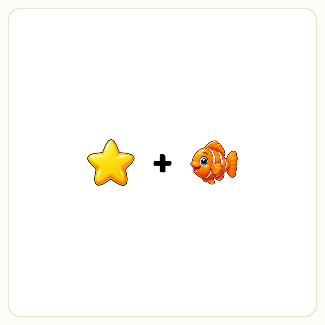 Rebus puzzle: a picture of a star, then the symbol &quot;+&quot;, then a picture of a fish