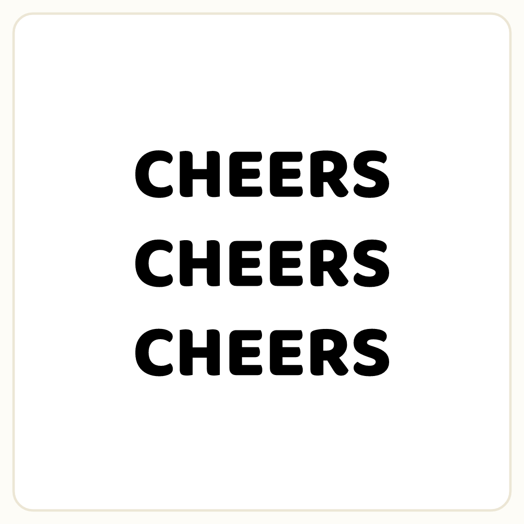 Rebus puzzle: the word &quot;CHEERS&quot; repeated 3 times in a column