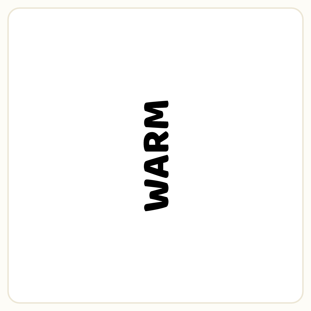 Rebus puzzle: the word &quot;WARM&quot; rotated so it reads upward