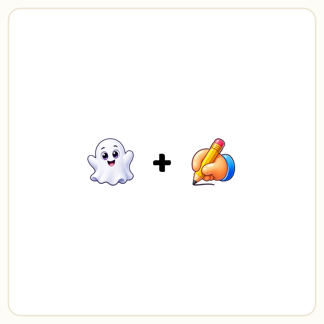 Rebus puzzle: a picture of a ghost, then the symbol &quot;+&quot;, then a picture of a write