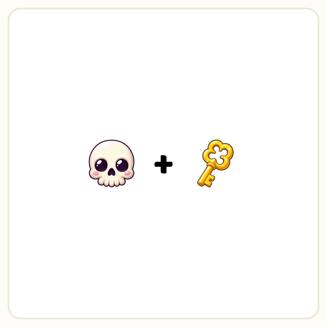 Rebus puzzle: a picture of a skull, then the symbol &quot;+&quot;, then a picture of a key