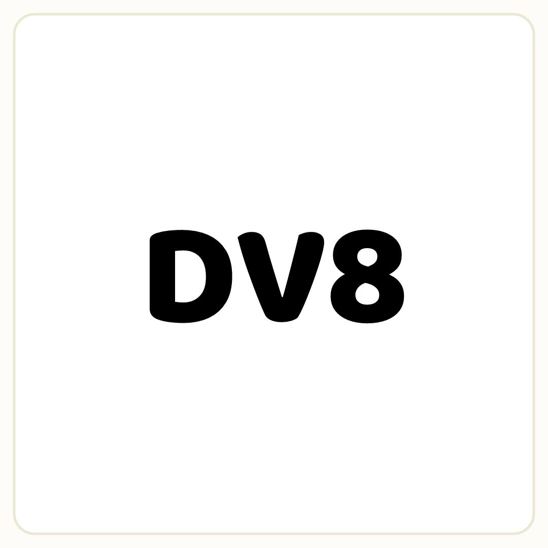 Rebus puzzle: the word &quot;DV8&quot; printed very large