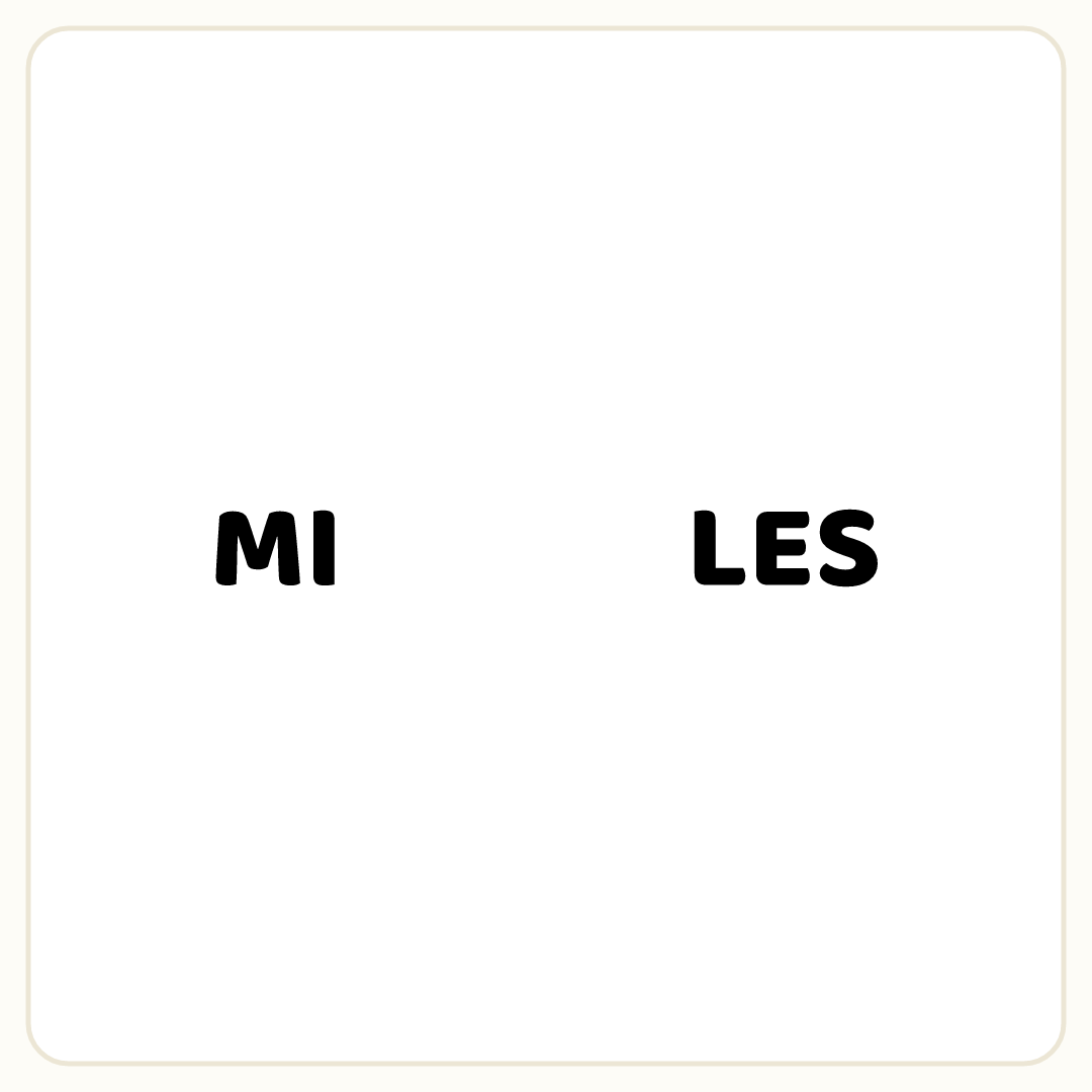Rebus puzzle: the word &quot;MI&quot;, then a deliberate blank space, then the word &quot;LES&quot;