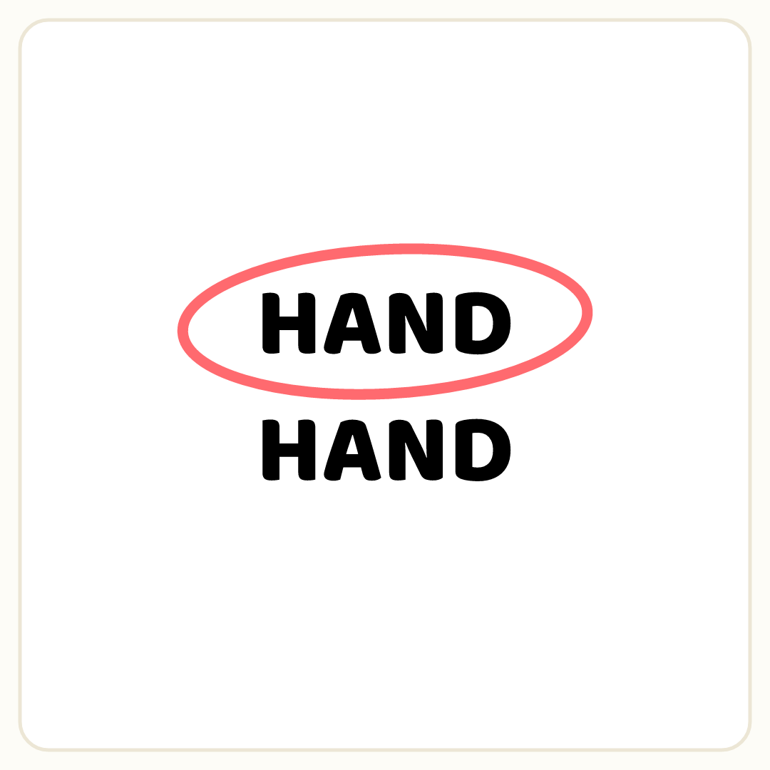Rebus puzzle: the word &quot;HAND&quot; repeated 2 times in a column; copy number 1 is circled