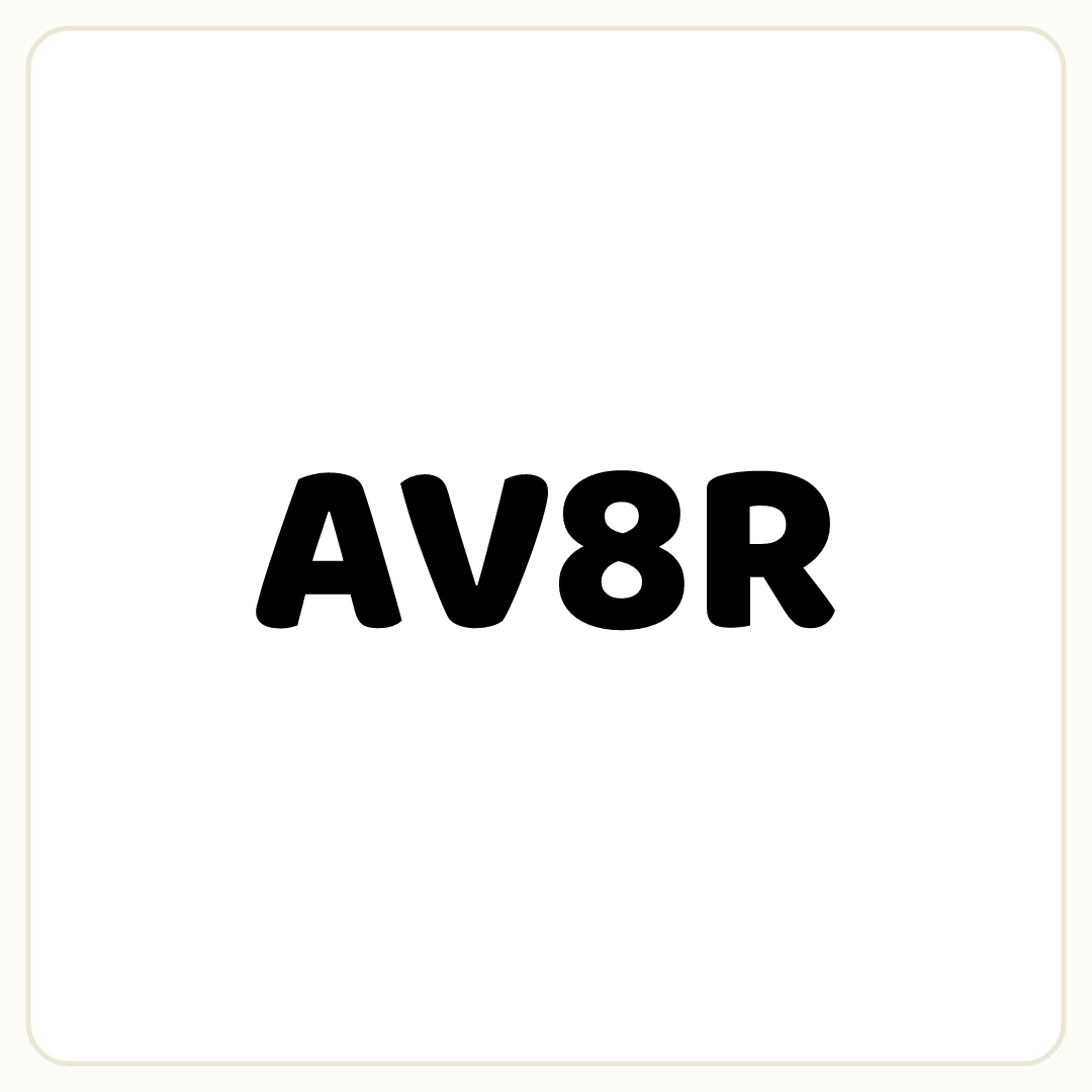 Rebus puzzle: the word &quot;AV8R&quot; printed very large