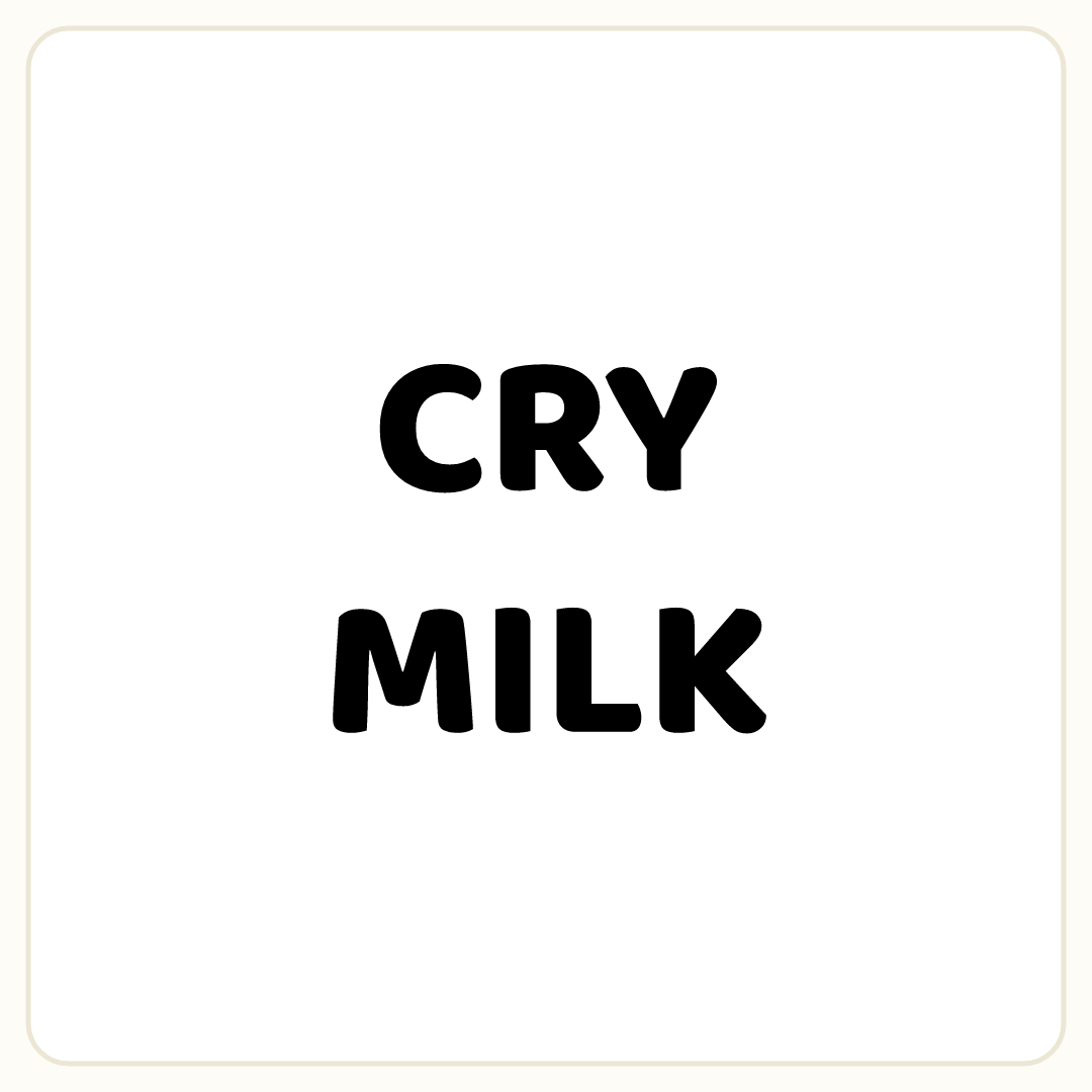 Rebus puzzle: the word &quot;CRY&quot;, printed directly above the word &quot;MILK&quot; slanting to the right
