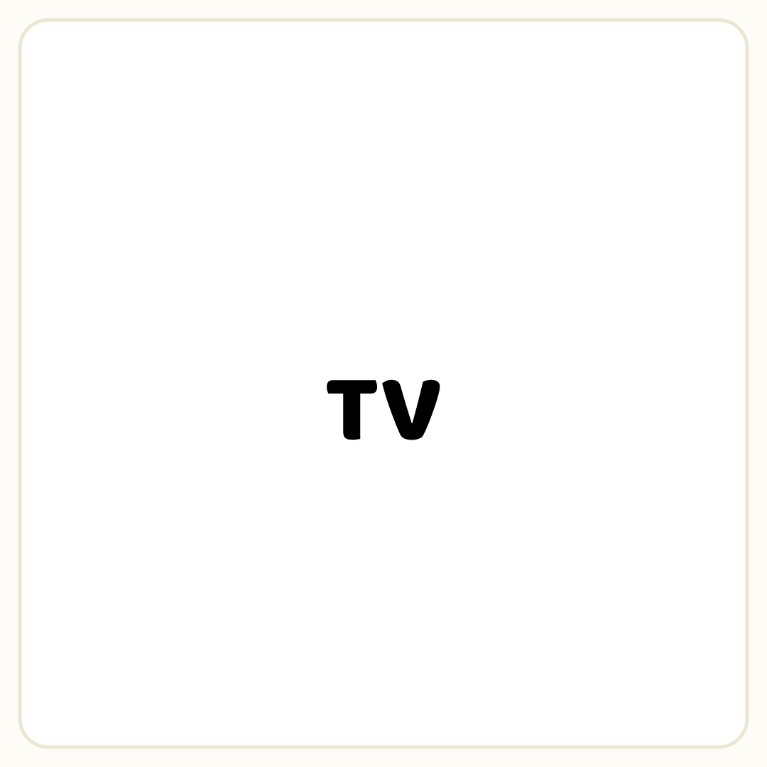 Rebus puzzle: a deliberate blank space, printed directly above the word &quot;TV&quot;