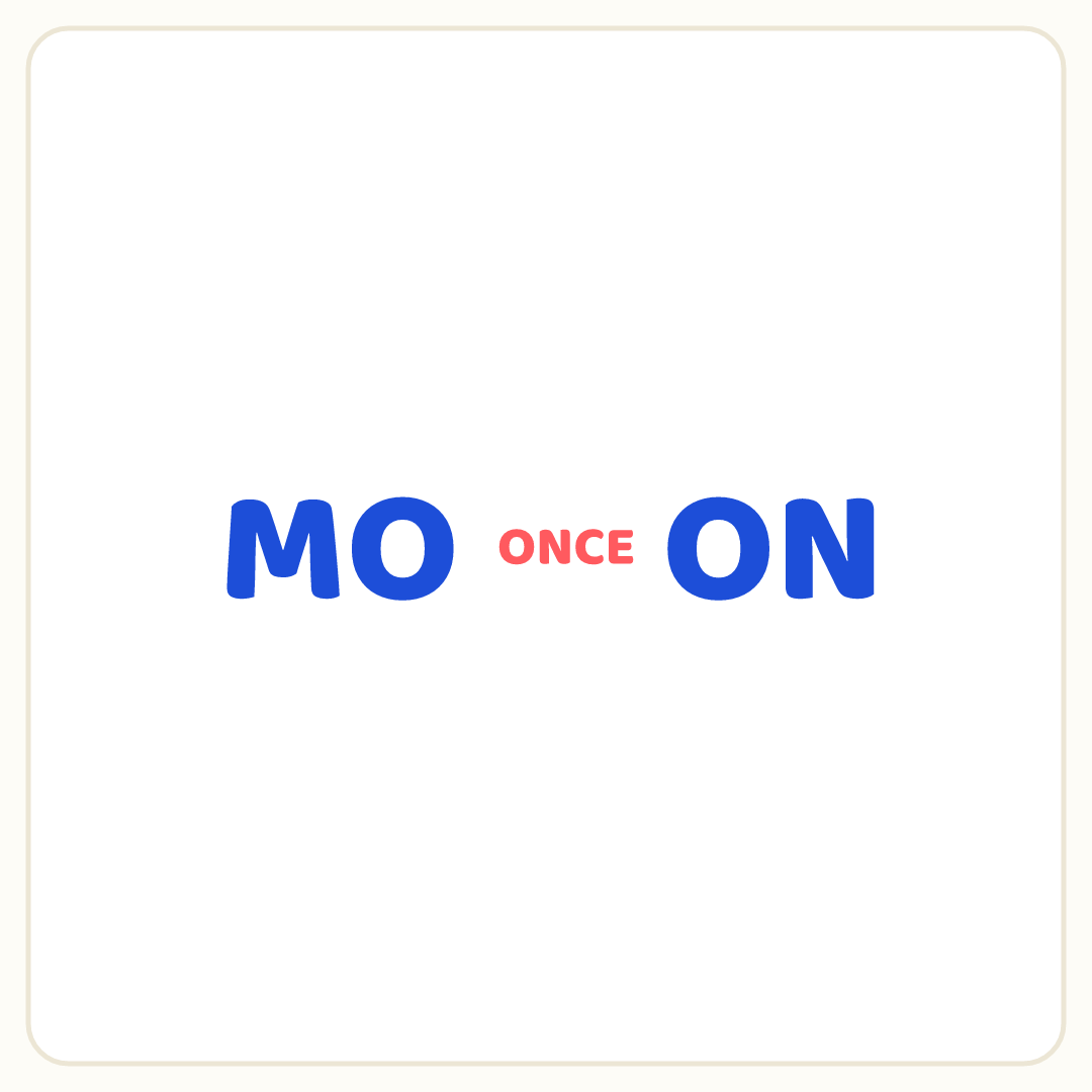 Rebus puzzle: the word &quot;ONCE&quot; printed small placed inside the word &quot;MOON&quot; (splitting it after letter 2)
