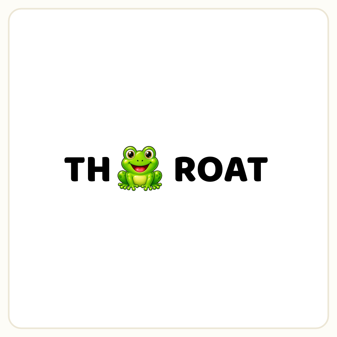 Rebus puzzle: a picture of a frog placed inside the word &quot;THROAT&quot; (splitting it after letter 2)
