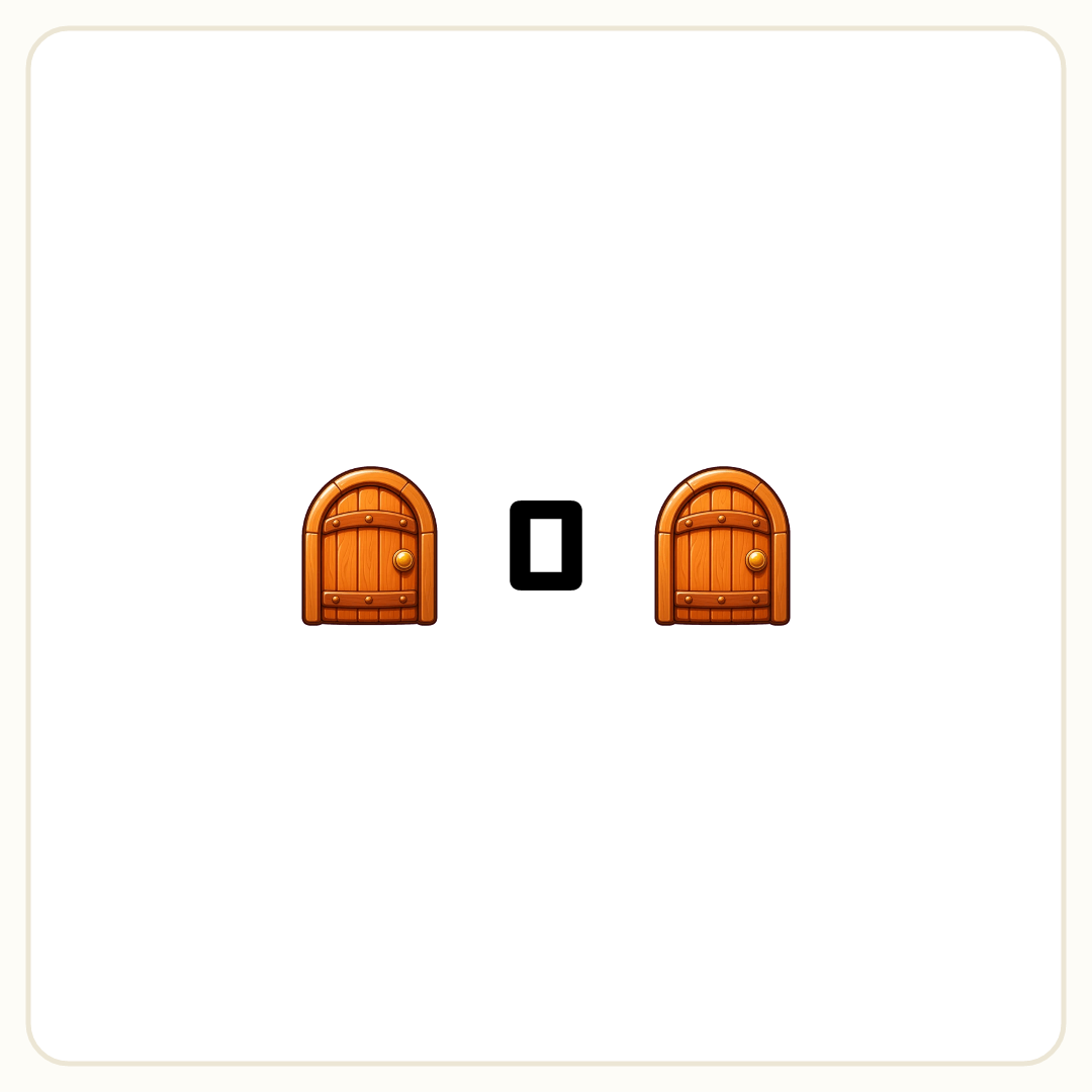 Rebus puzzle: a picture of a door, then the word &quot;→&quot;, then a picture of a door