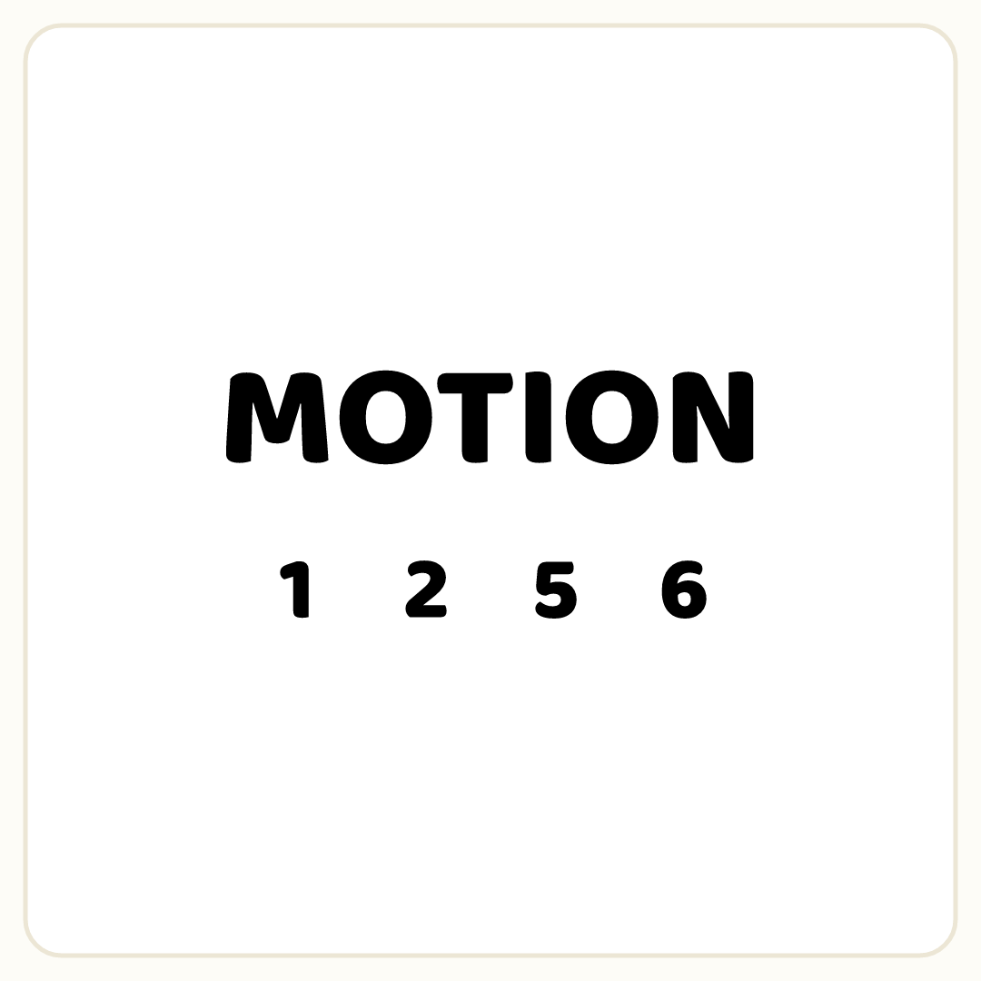 Rebus puzzle: the word &quot;MOTION&quot;, printed directly above the symbol &quot;1&quot;, then the symbol &quot;2&quot;, then the symbol &quot;5&quot;, then the symbol &quot;6&quot;