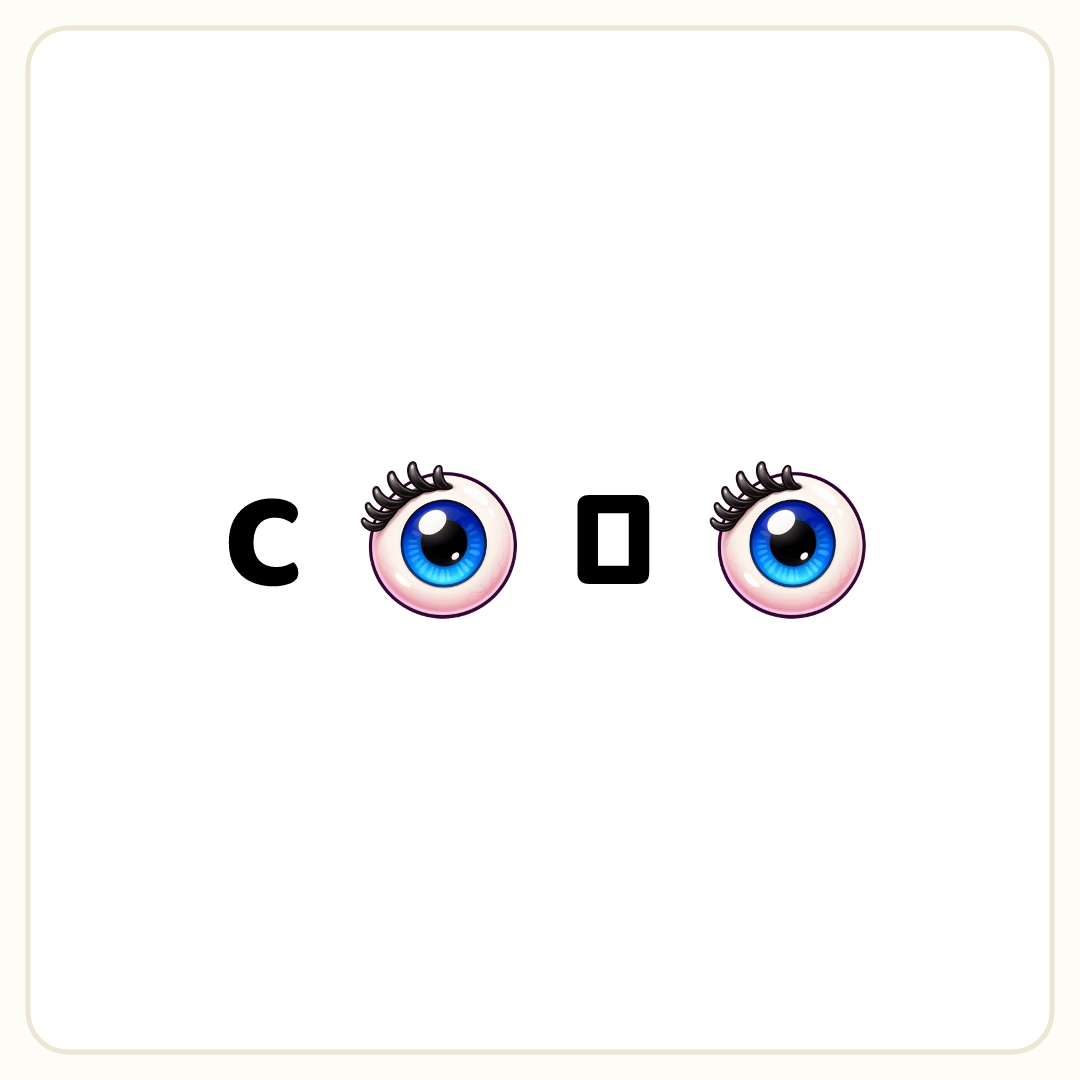 Rebus puzzle: the word &quot;C&quot;, then a picture of an eye, then the word &quot;→&quot;, then a picture of an eye