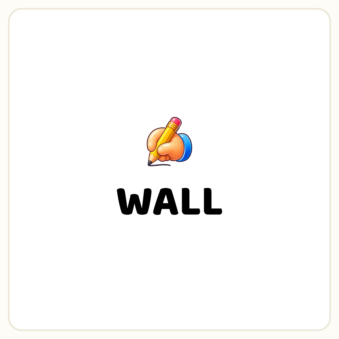 Rebus puzzle: a picture of a write, printed directly above the word &quot;WALL&quot;