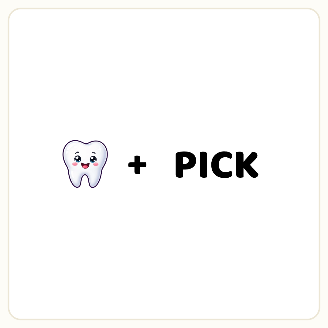 Rebus puzzle: a picture of a tooth, then the symbol &quot;+&quot;, then the word &quot;PICK&quot;