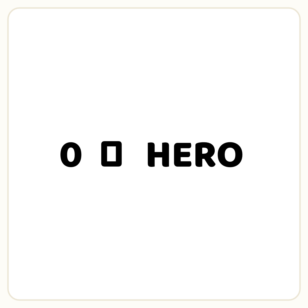 Rebus puzzle: the word &quot;0&quot;, then the word &quot;→&quot;, then the word &quot;HERO&quot;