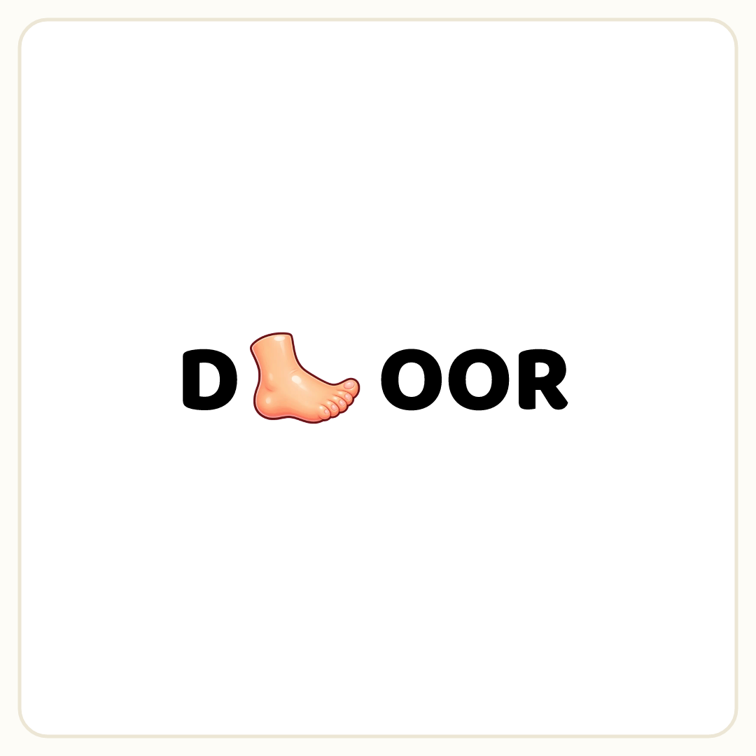 Rebus puzzle: a picture of a foot placed inside the word &quot;DOOR&quot; (splitting it after letter 1)