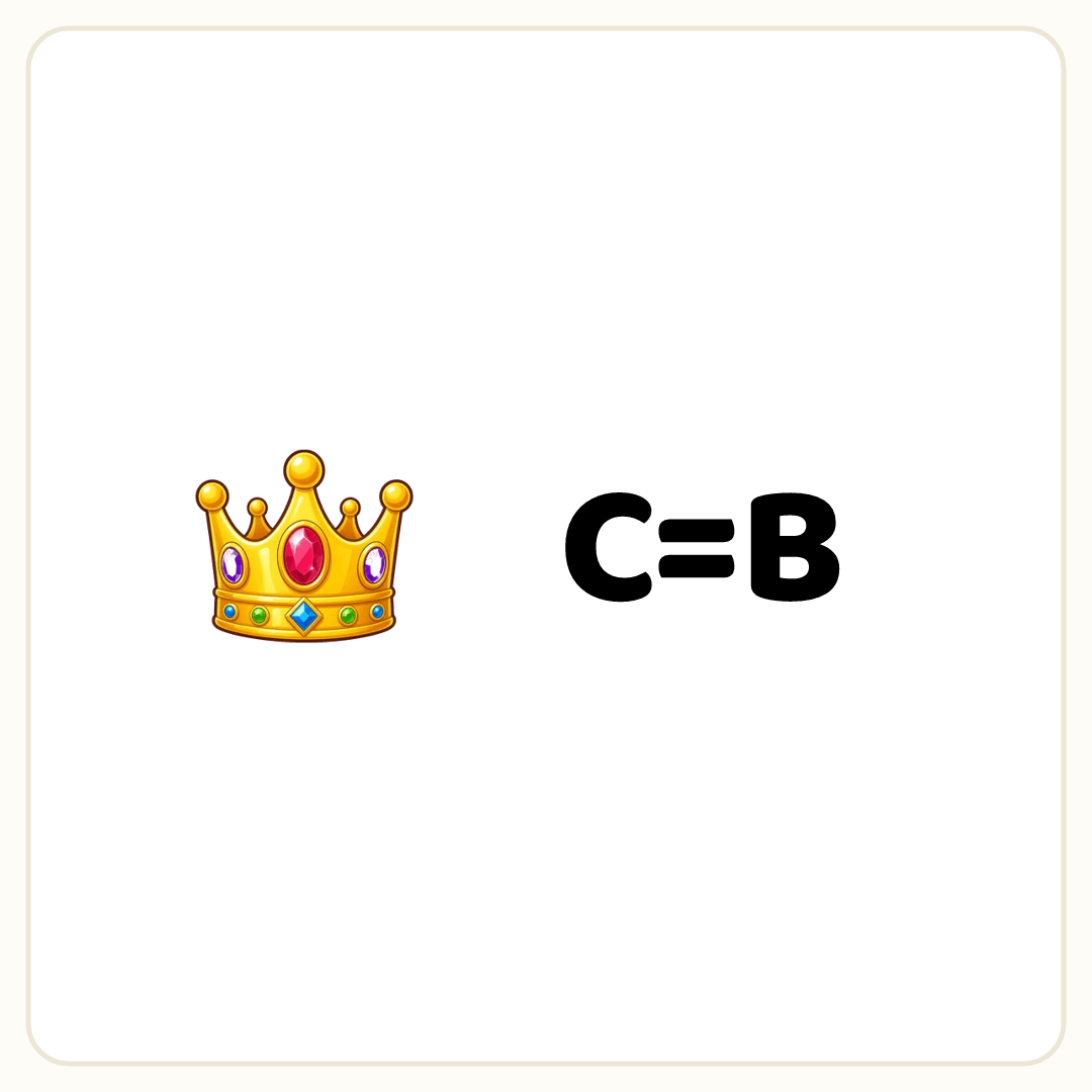 Rebus puzzle: a picture of a crown, then the symbol &quot;C=B&quot;