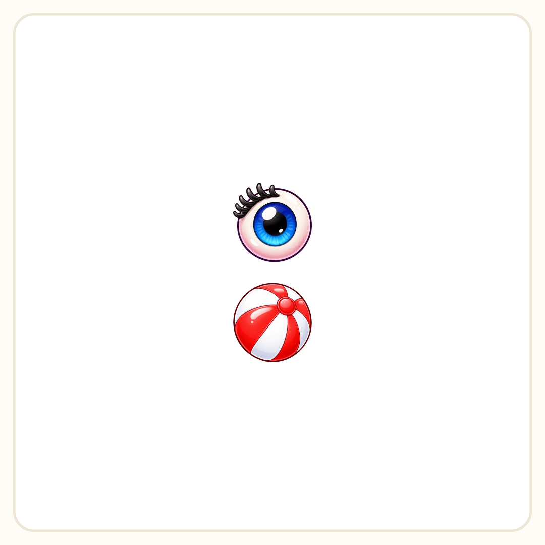 Rebus puzzle: a picture of an eye, printed directly above a picture of a ball